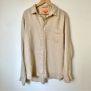 Joe Fresh 100% Linen Tan Button Down Shirt Size Extra Large XL